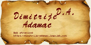 Dimitrije Adamac vizit kartica